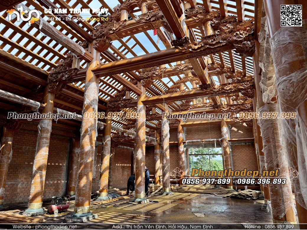 Kiến trúc chồng rường đấu sen trong nhà 5 gian thông hiên